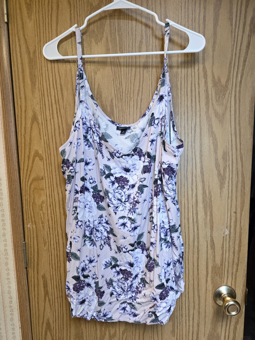 Floral Scoop Neck Spaghetti Strap Tank Top - Light Pink